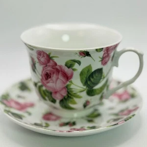 Teetasse und Untertasse rosa Rosen Kent Keramik feine Keramik größer 4" Tasse floral - Bild 1 von 8