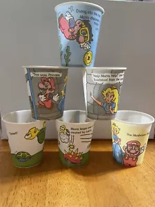 RARE 6 Vintage Super Mario Nintendo 1989 Retro Dixie Cups Bowser Princess - Picture 1 of 1