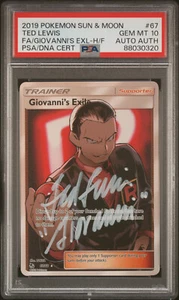 2019 Pokemon S&M Hidden Fates FA Giovanni's Exile Signed Ted Lewis PSA 10 +Auto - Picture 1 of 2