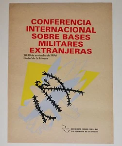 1996 Original Cuban Silkscreen Poster"Military Bases"Castro.Army.Barb wire art - Picture 1 of 3