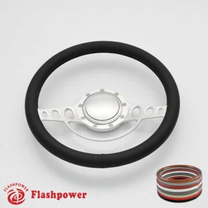 14" Billet Steering Wheels Black Full Wrap Impala Chevy II Nova Chevelle w/ Horn - Foto 1 di 12