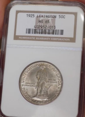 1925 LEXINGTON SILVER COMMERATIVE 50 C NGC MS 65 GEM BEAUTY - Image 1 of 4
