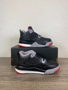 NEW Jordan 4 Retro Toddlers Black Bred Reimagined Sneakers BQ7670-006 Size 8C - Picture 1 of 5