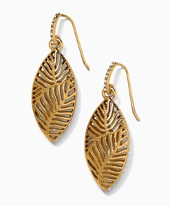 Brighton Palmetto Gold & Crystal French Wire Earrings Style JA9268 $98 NWT - Picture 1 of 1