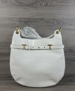 Ted Baker Shoulder Bag Hillier Exotic Effect T Detail Handbag (Cream White) - Picture 1 of 9