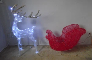 Holiday Time 40 Zoll Lang x 55 Zoll Hoher leuchtender LED roter Schlitten mit Hirsch - Bild 1 von 24
