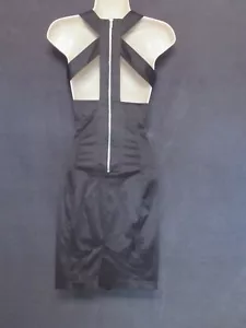 Sexy Black Satin Floral Embroidery Sleeveless Metal Zip Mini Club Party Dress 7 - Picture 1 of 12