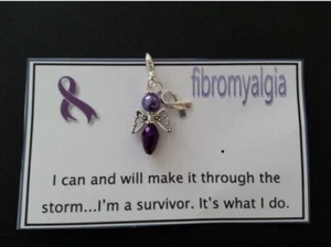 Fibromyalgia Awareness Glass Angel Charm - Picture 1 of 2