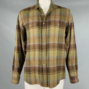 RALPH LAUREN Talla XL Marrón Verde Cuadros Algodón Coderas Camisa de Manga Larga - Imagen 1 de 10