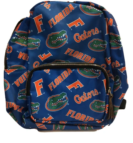 University Of Florida Mini Backpack With Gators Mascot Print Long Straps FOCO Cover