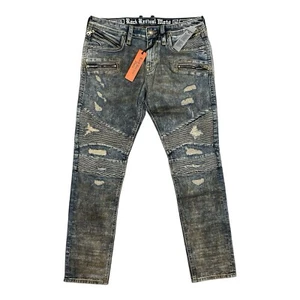 Rock Revival Mens Moto Tapered Leg Jeans “Elliot” Regular Pants Size 34 X 32 - Picture 1 of 11