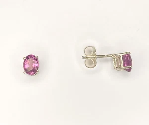 5.5 x 4.5 mm Oval Pyrope Garnet Sterling Silver Stud Post Earrings - Picture 1 of 3