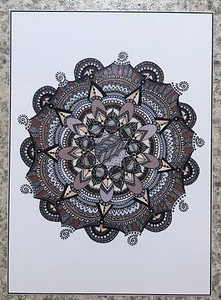 SEArts Mandala 3 ACEO Print Of Original Drawing Color Mandala Illustration Art - Picture 1 of 1