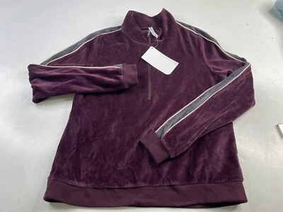 NUEVO CON ETIQUETAS Fabletics Britt 1/2 Cremallera Terciopelo Pullover Sudadera Borgoña Para Mujer Mediana Foto 1 de 4
