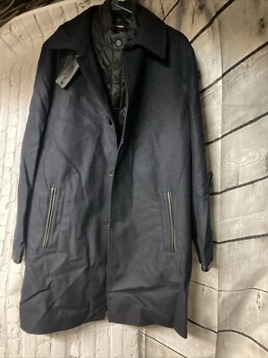 The Kooples - Flannel Trenchcoat W/ Removable Waistcoat (Navy) Men's Coat - Image 1 of 4