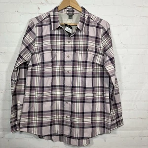 Eddie Bauer Plaid Shirt Womens Large Purple Adventurer 3.0 Long Sleeve New - Picture 1 of 10