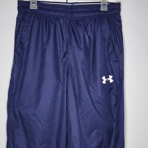UNDER ARMOUR FITTED NAVY BLUE 100% POLYESTER TRACK PANTS MENS SIZE M - Picture 1 of 14