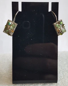 Vintage Dangle Rhinestone Silverplate Lever Back Earrings Retro Costume Fashion - Picture 1 of 7