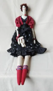Unique Handmade Stylishly Dressed & Embroidered Tilda Doll & Cartier Teddy Bear - Picture 1 of 6