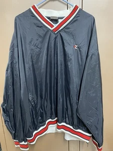VINTAGE Black Jerzees Pullover V-Neck Nylon Windbreaker Adult Size 2XL - Picture 1 of 5