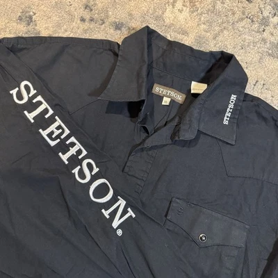 Stetson Pearl Snap Shirt Mens XL Black Embroidered Button Western Cowboy Rodeo - Image 1 of 4