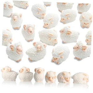 20PCS Miniature Sheep Figurines Sheep Cake Topper White Sheep Model Mini - Picture 1 of 8