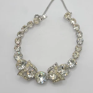 Vintage Eisenberg Bracelet Rhinestone Bow Signed Size 7" READ - Picture 1 of 17