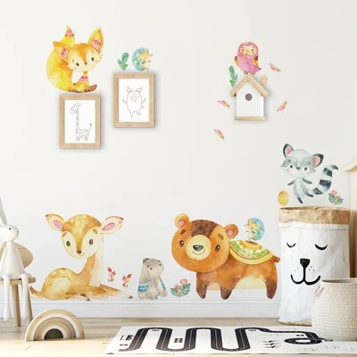Wall Stickers Bedrooms Children Cloth Repositionable Small Animals Of Forest - Image 1 of 4