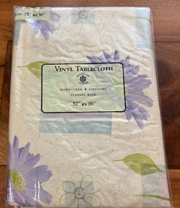 Sultan's Linens Vinyl Table Cloth 52x90 Flannel Back Purple Flower Floral - Picture 1 of 4