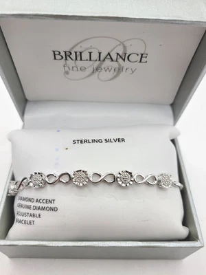 Brilliance Sterling Silver 1/10 CTTW Diamond Bracelet I / I2-I3 J1- 8 inch - Image 1 of 4