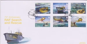 GB - JERSEY 2016 RAF Search & Rescue/75th Ann SG 2027-2032 FDC HELICOPTERS BOATS - Picture 1 of 1