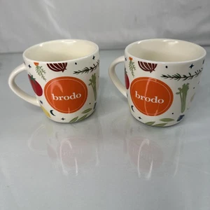 Brodo Keramik Paar 2 Becher Set Knochenbrühe Gemüse Print Logo Cozy Veggie Tasse - Bild 1 von 9