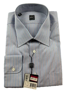 Ike Behar blaues gestreiftes Hemd mit Knopfleiste Größe 17-35 neu mit Etikett - Bild 1 von 5