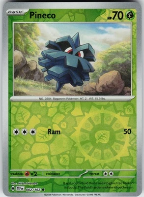 Pokemon Pineco 002/162 SV05: Temporal Forces NM Reverse Holo card - Image 1 of 2