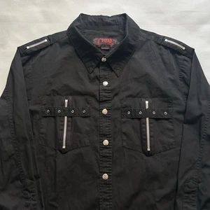 Vintage Tripp NYC Button Shirt Zippers Long Sleeve Size XL Y2K Goth Punk Grunge - Picture 1 of 11