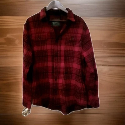 Woolrich Flannel Men’s Large Brawny Heavy Weight  Thick  Soft Shirt  Red Plaid - Image 1 of 4