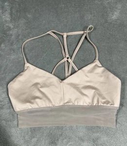 Alo Bra Womens Small Nude Yoga Lavish Longline Strappy Mesh Sports Top Athleasur - Picture 1 of 5
