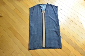 Vince silk navy blue tan split neck sleeveless tunic midi dress Size S - Picture 1 of 9