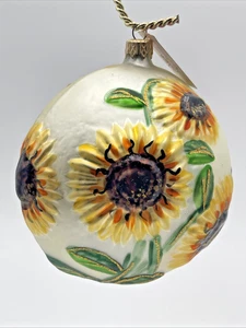 Tesoros Eslavos “Lleno de Bola de Flor – Girasol” 6” Adorno Soplado a Mano - Imagen 1 de 7