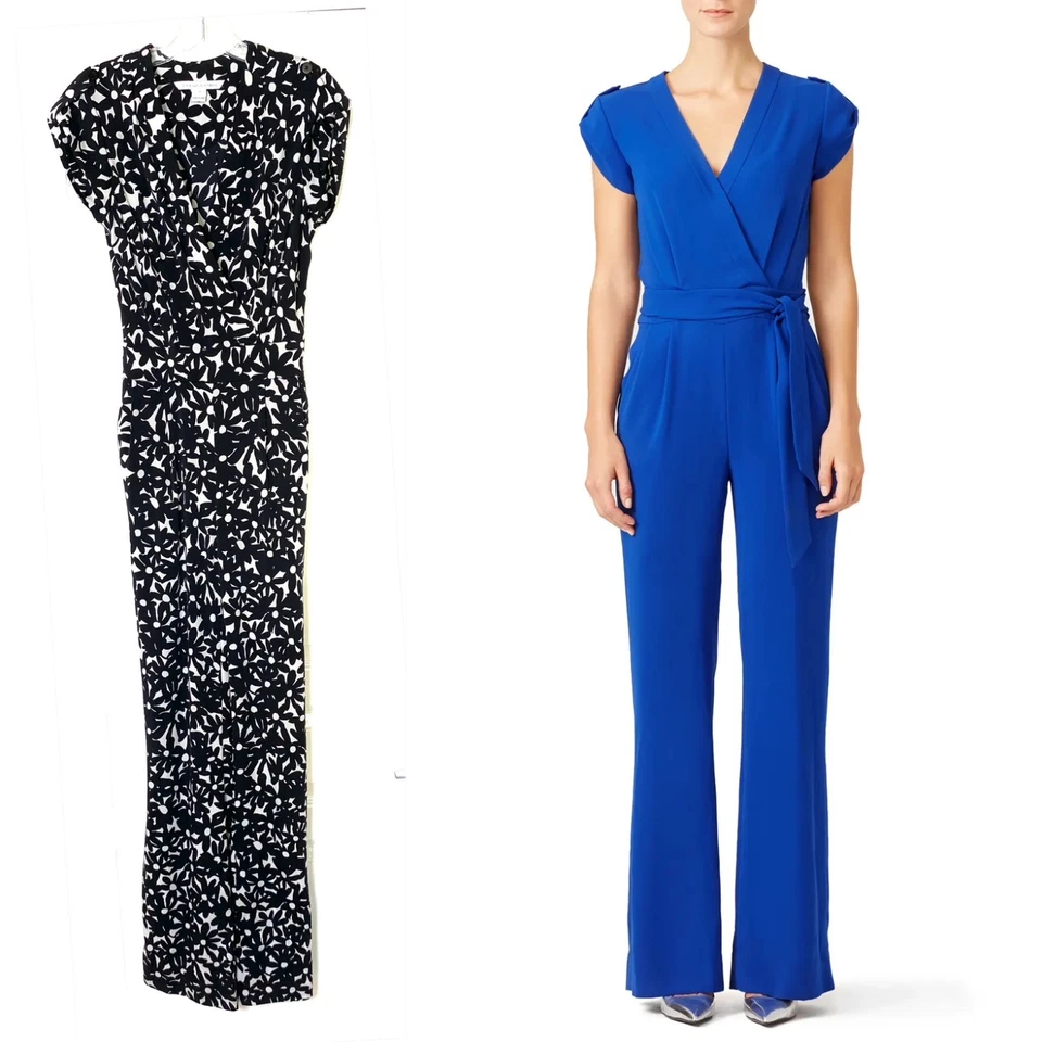 Macacão DIANE von FURSTENBERG DVF preto branco estampa floral purdy 0 = XS - Imagem 1 de 4