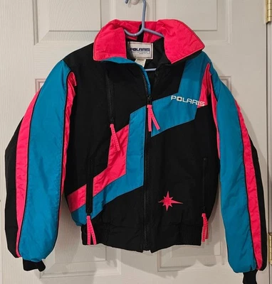VTG 80s Polaris Neon Jacket Womens Size Medium USA Skiing Snowboarding Winter  - Image 1 of 4