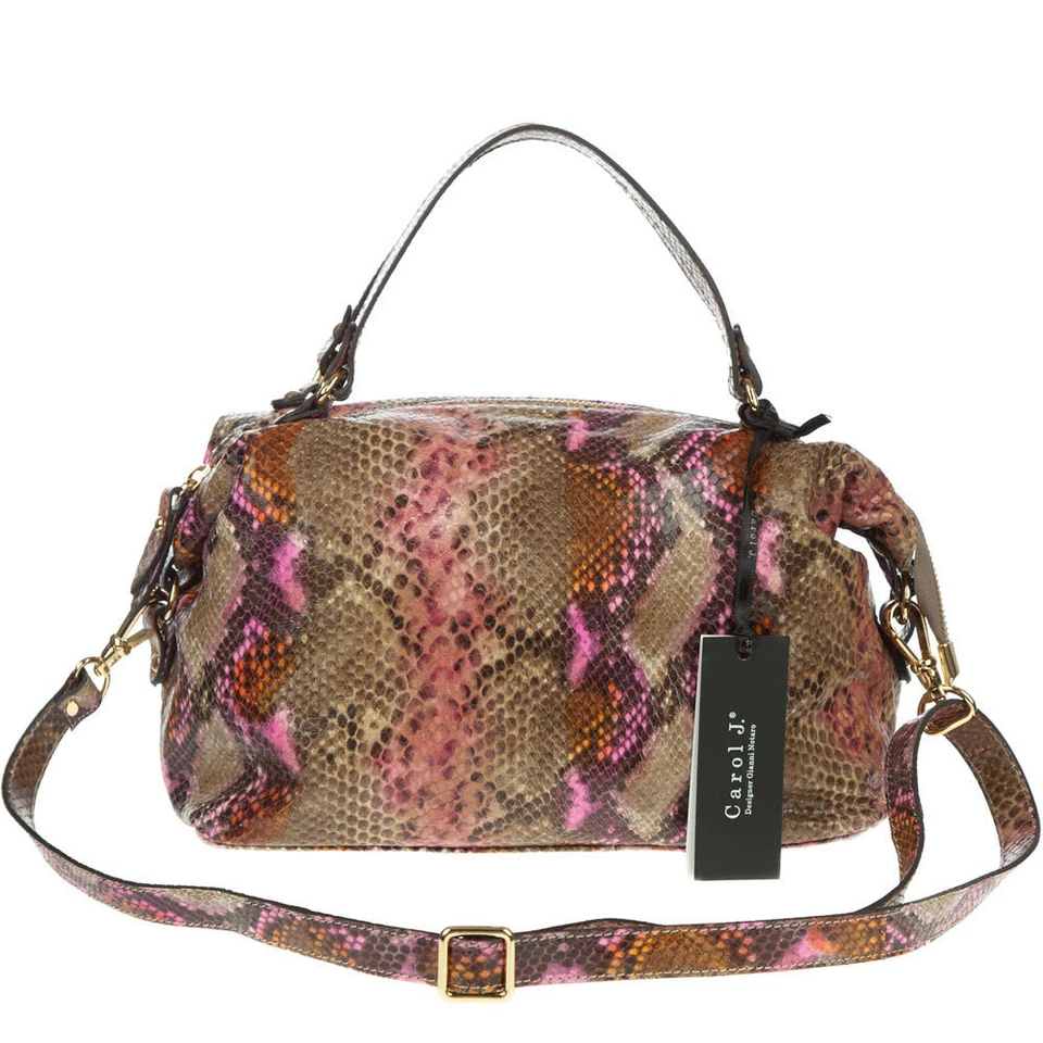 Cartera pequeña de diseñador CAROL J hecha en Italia serpiente natural pitón cuero estampado Foto 1 de 4