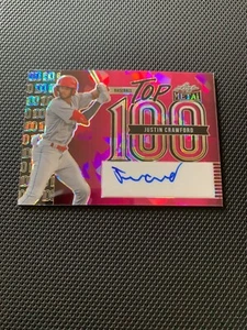 2023 LEAF METAL JUSTIN CRAWFORD 2/5 TOP 100 PINK ICE AUTO PHILLIES - Picture 1 of 2