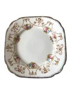 Vintage Royal Albert Crown China White Square Butter/Side Plate With Flowers - Imagen 1 de 5