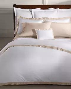 Ralph Lauren Organic Sateen Border Twin Duvet Cover $330 Coastal Sand - Picture 1 of 10