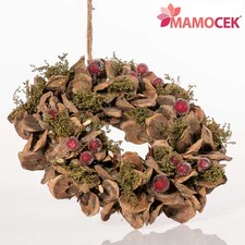 GHIRLANDA corona PIGNE bacche rosse d.22 decorazione porta finestre casa NATALE