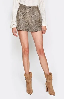 CALÇÕES DE COURO DE CORDEIRO CASCALHO ESTAMPA PÍTON CINTURA ALTA ABREAL JOIE TAMANHO 6 US$ 498 NOVO COM ETIQUETAS - Imagem 1 de 4