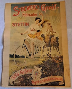 Reklama Stoewers Chwytak Rowery Szczecin Kolumna Litfaß Plakat lata 1920. - Zdjęcie 1 z 4