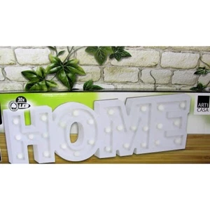 Schriftzug mit 30 LED Deko-Buchstaben HOME weiß Holz Aufsteller 50cm 3D-Design - Bild 1 von 2