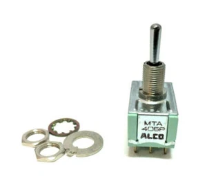 Alcoswitch MTA406P, 4PDT ON-OFF-ON, Round Bat Mini Toggle 6A@125V, 4A@28V DC - Picture 1 of 1